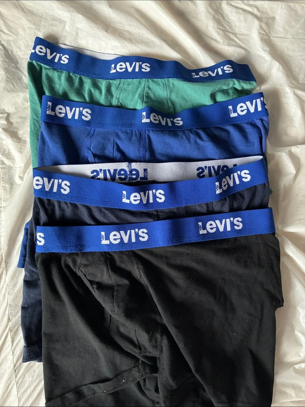 Levi's Men's Boxer Brief 4-Pack in Black, Navy, Royal Blue, Green